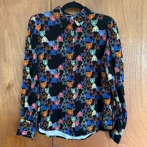 Love & Divine – Cat Print Blouse – Medium